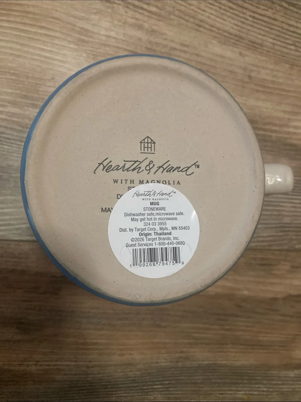 Hearth & Hand Magnolia Stoneware Mug Blue & Cream Coffee Tea Cup NWT